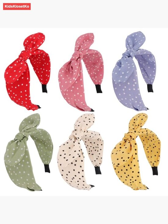 Polka Dot Knotted Bow Headbands Adjustable Non-Slip Hair Accessories main image 6
